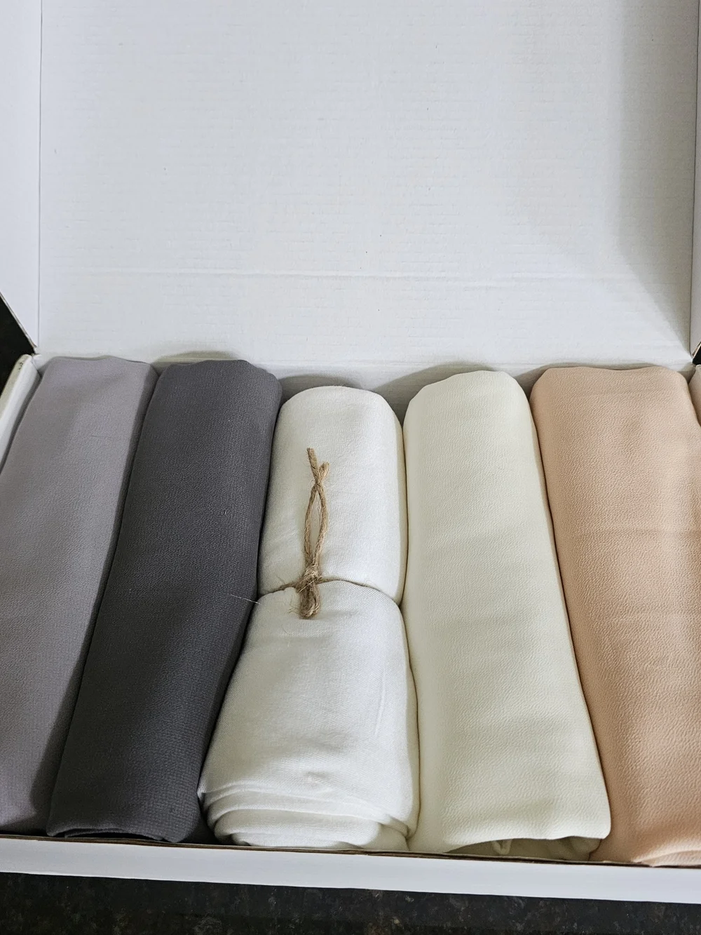 Neutral Women's Scarf Set - Cream, White, Gray, Peach Charcoal NEW WITHOUT TAG